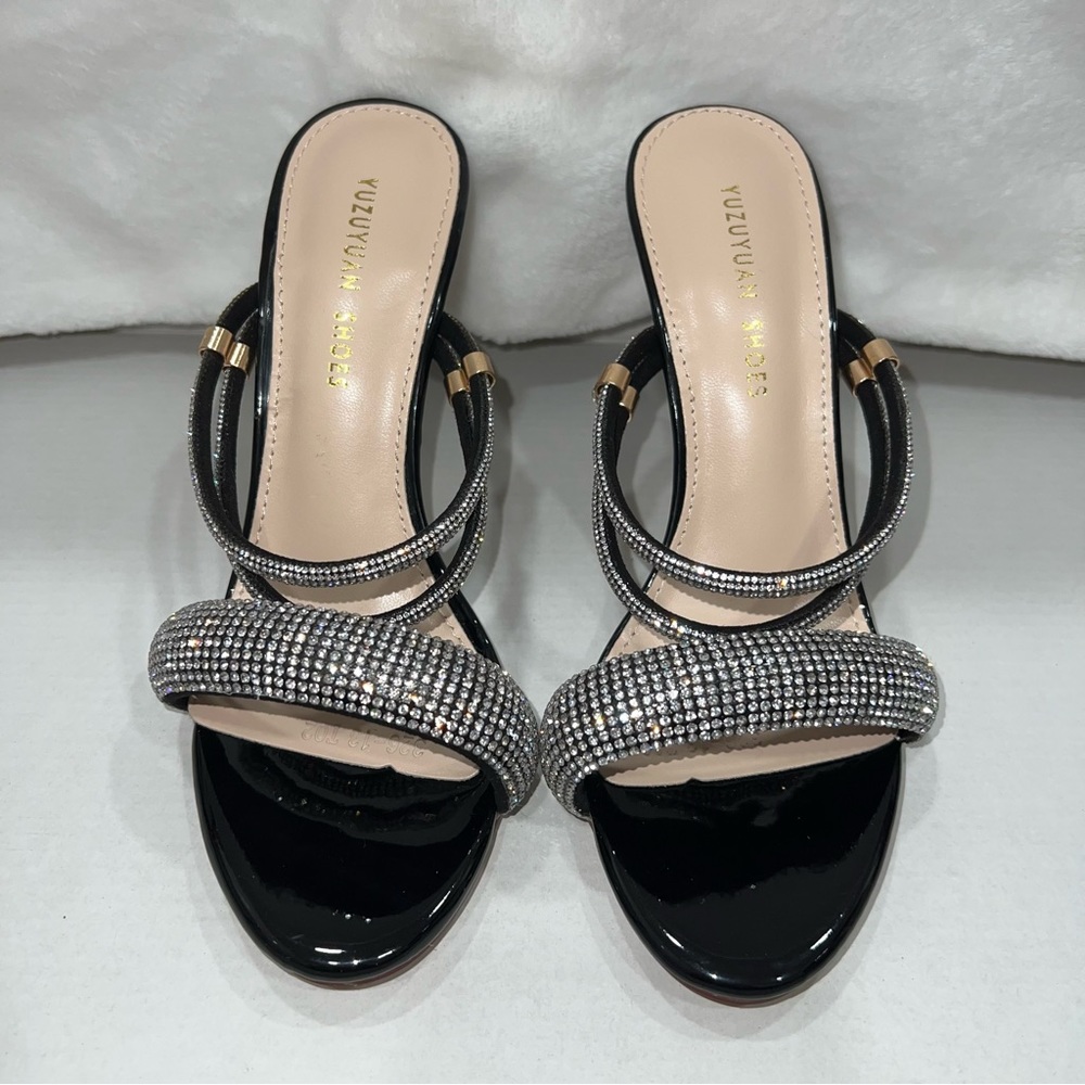 Rhinestone Black Heels